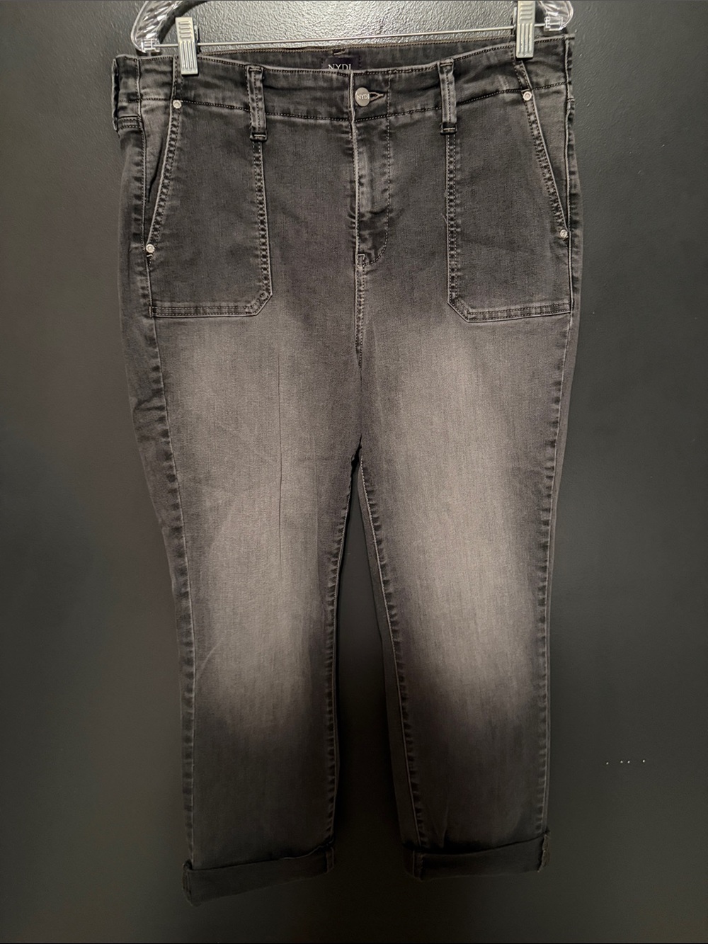 NYDJ Washed Black Cropped Ankle Jeans